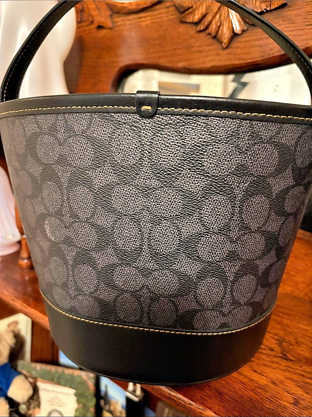 Coach Trick or Treat Bucket In Sign. Canvas W/Halloween Black Cat & Moon 🌙NWOT - Picture 4 of 9
